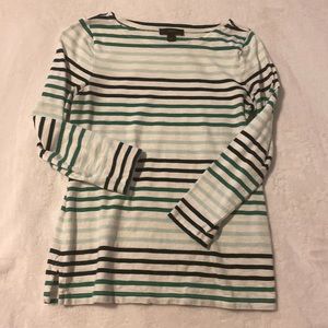 J. Crew multi colored striped top, 3/4 quarter length